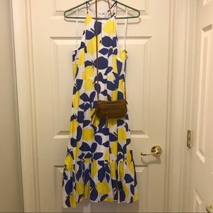 Lemon Print Midi Length Loft Dress